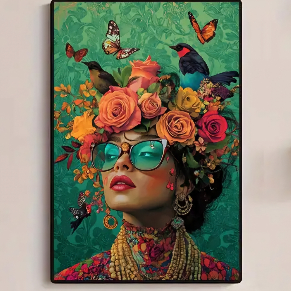 Vibrant Floral and Butterfly Art Canvas